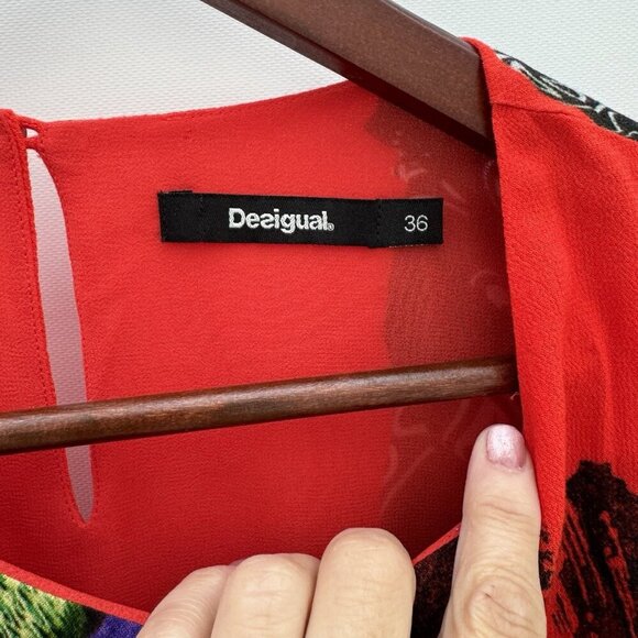 Desigual Dress Floral Asymmetrical Sleeveless Nagar Sz 36 EU (4 US) - Picture 9 of 16